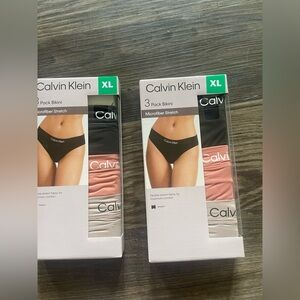 Calvin Klein 3-Pack Bikini Briefs - Black, Pink, Cream set of 2 boxes